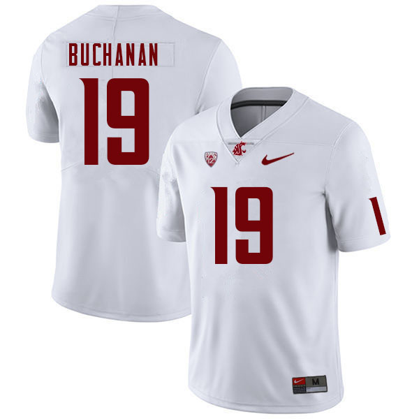 Men #19 Marshawn Buchanan Washington State Cougars College Football Jerseys Sale-White